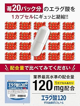 Amazon | 高濃度エラグ酸 1カプセルに120mgのエラグ酸配合。 | 太陽